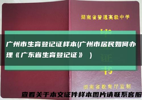 广州市生育登记证样本(广州市居民如何办理《广东省生育登记证》 )缩略图