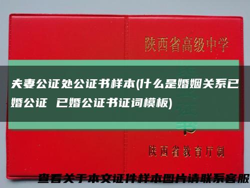 夫妻公证处公证书样本(什么是婚姻关系已婚公证 已婚公证书证词模板)缩略图