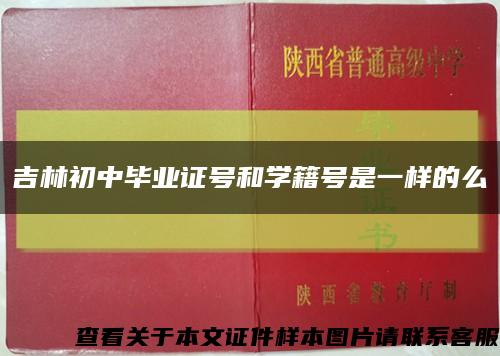 吉林初中毕业证号和学籍号是一样的么缩略图