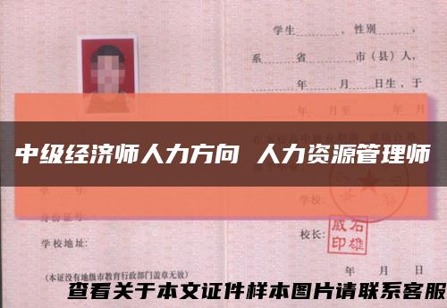 中级经济师人力方向 人力资源管理师缩略图