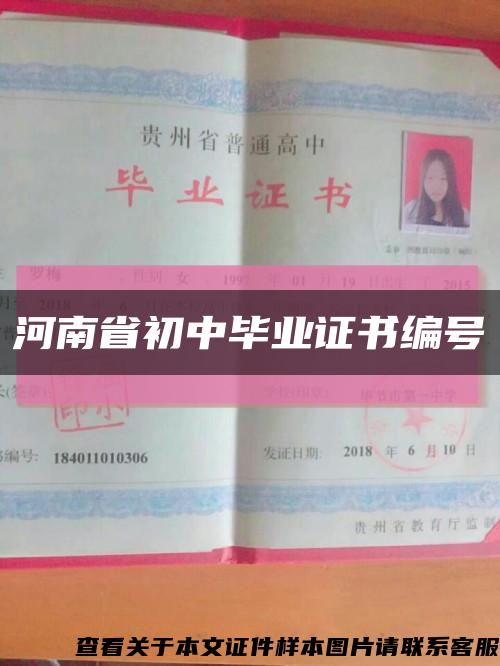 河南省初中毕业证书编号缩略图