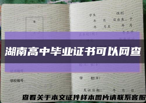 湖南高中毕业证书可以网查缩略图