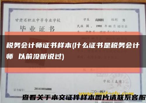 税务会计师证书样本(什么证书是税务会计师 以前没听说过)缩略图