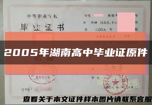 2005年湖南高中毕业证原件缩略图