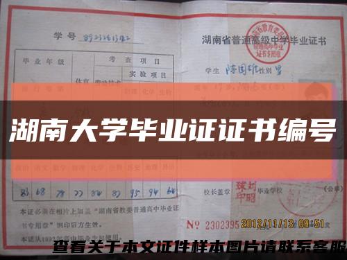 湖南大学毕业证证书编号缩略图
