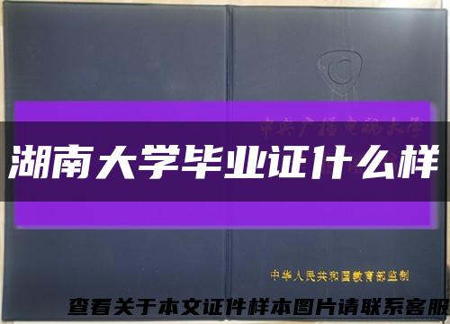 湖南大学毕业证什么样缩略图