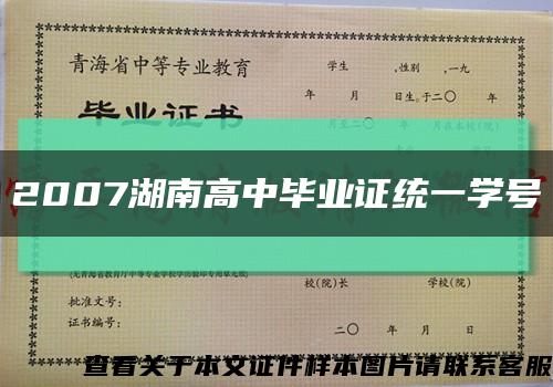 2007湖南高中毕业证统一学号缩略图