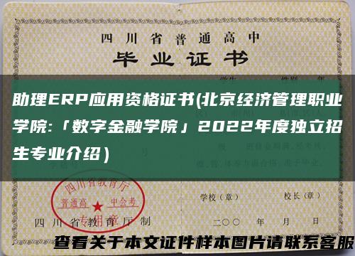 助理ERP应用资格证书(北京经济管理职业学院:「数字金融学院」2022年度独立招生专业介绍）缩略图
