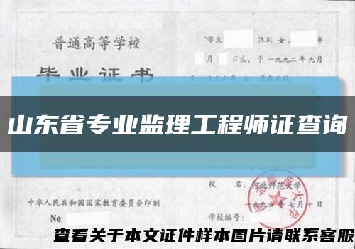 山东省专业监理工程师证查询缩略图