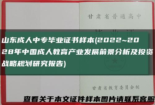 山东成人中专毕业证书样本(2022~2028年中国成人教育产业发展前景分析及投资战略规划研究报告)缩略图