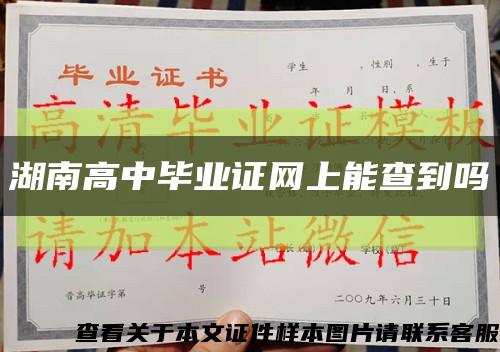 湖南高中毕业证网上能查到吗缩略图