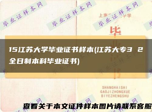 15江苏大学毕业证书样本(江苏大专3 2全日制本科毕业证书)缩略图