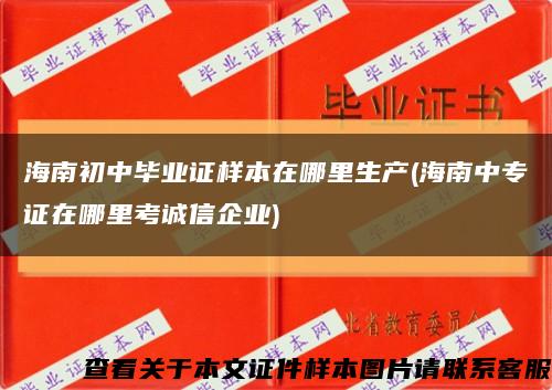 海南初中毕业证样本在哪里生产(海南中专证在哪里考诚信企业)缩略图