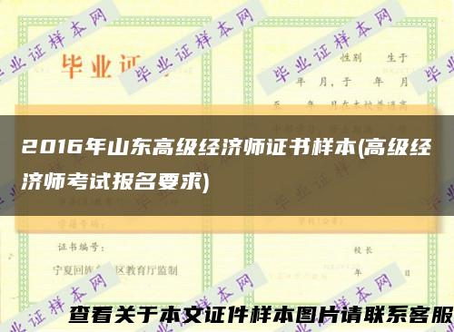 2016年山东高级经济师证书样本(高级经济师考试报名要求)缩略图