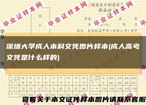 深圳大学成人本科文凭图片样本(成人高考文凭是什么样的)缩略图