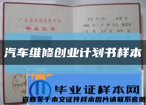 汽车维修创业计划书样本缩略图