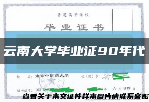 云南大学毕业证90年代缩略图