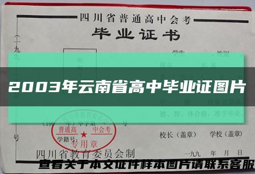 2003年云南省高中毕业证图片缩略图
