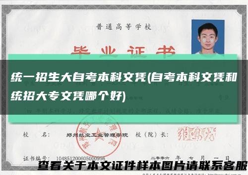 统一招生大自考本科文凭(自考本科文凭和统招大专文凭哪个好)缩略图