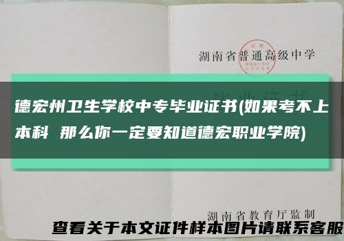 德宏州卫生学校中专毕业证书(如果考不上本科 那么你一定要知道德宏职业学院)缩略图