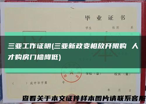 三亚工作证明(三亚新政变相放开限购 人才购房门槛降低)缩略图