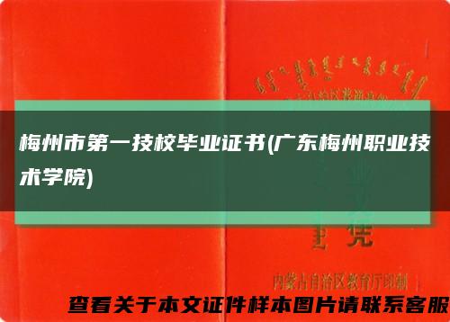 梅州市第一技校毕业证书(广东梅州职业技术学院)缩略图