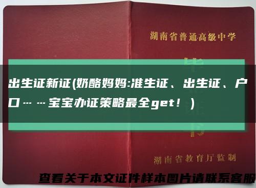 出生证新证(奶酪妈妈:准生证、出生证、户口……宝宝办证策略最全get！）缩略图