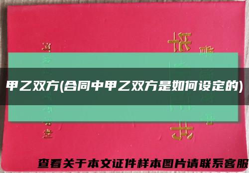 甲乙双方(合同中甲乙双方是如何设定的)缩略图