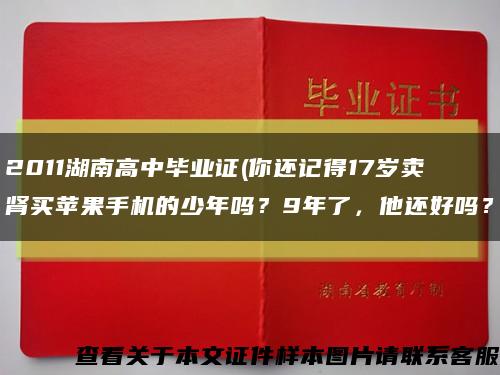 2011湖南高中毕业证(你还记得17岁卖肾买苹果手机的少年吗？9年了，他还好吗？缩略图