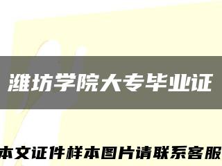 潍坊学院大专毕业证缩略图
