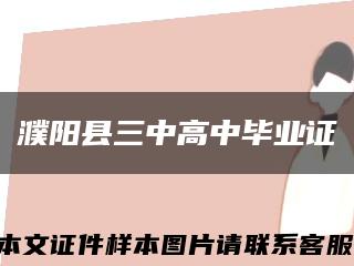 濮阳县三中高中毕业证缩略图
