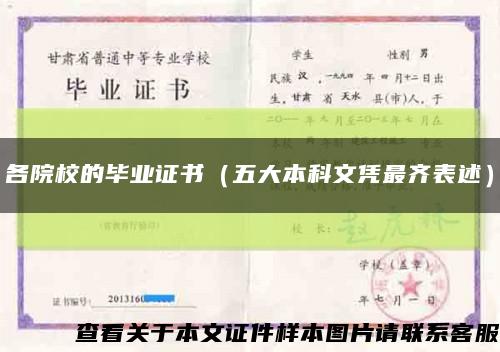 各院校的毕业证书（五大本科文凭最齐表述）缩略图