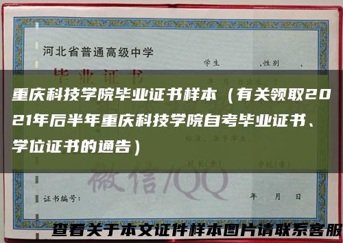 重庆科技学院毕业证书样本（有关领取2021年后半年重庆科技学院自考毕业证书、学位证书的通告）缩略图