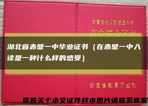 湖北省赤壁一中毕业证书（在赤壁一中入读是一种什么样的感受）缩略图