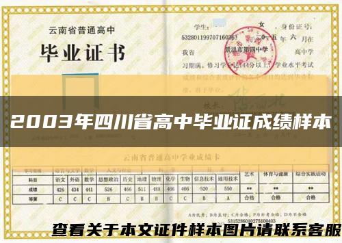 2003年四川省高中毕业证成绩样本缩略图