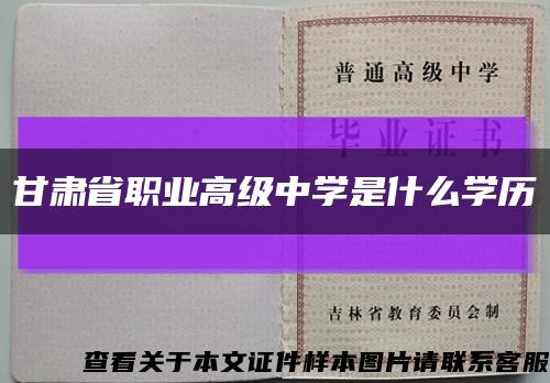 甘肃省职业高级中学是什么学历缩略图