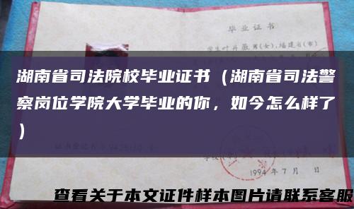 湖南省司法院校毕业证书（湖南省司法警察岗位学院大学毕业的你，如今怎么样了）缩略图