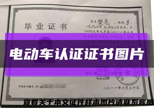 电动车认证证书图片缩略图