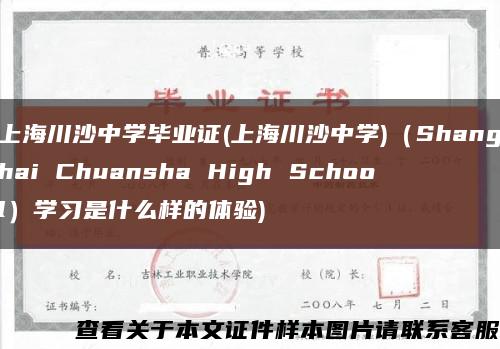 上海川沙中学毕业证(上海川沙中学)（Shanghai Chuansha High School）学习是什么样的体验)缩略图