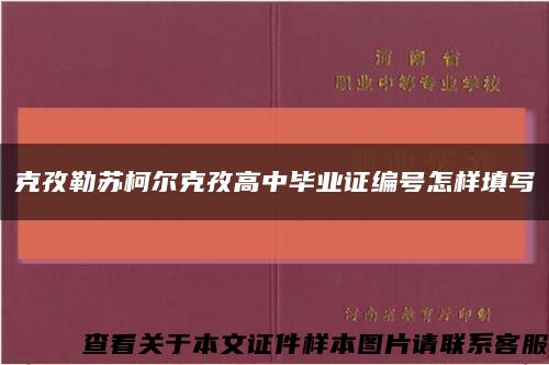克孜勒苏柯尔克孜高中毕业证编号怎样填写缩略图