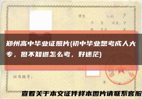 郑州高中毕业证照片(初中毕业想考成人大专，但不知道怎么考，好迷茫)缩略图