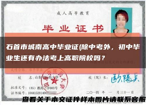 石首市城南高中毕业证(除中考外，初中毕业生还有办法考上高职院校吗？缩略图