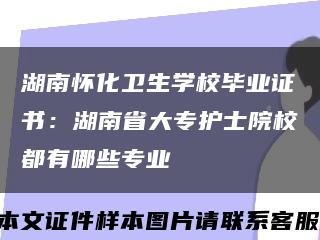 湖南怀化卫生学校毕业证书：湖南省大专护士院校都有哪些专业缩略图