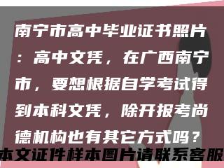 南宁市高中毕业证书照片：高中文凭，在广西南宁市，要想根据自学考试得到本科文凭，除开报考尚德机构也有其它方式吗？缩略图