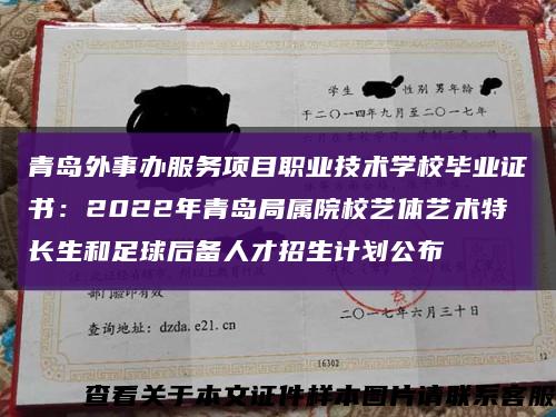 青岛外事办服务项目职业技术学校毕业证书：2022年青岛局属院校艺体艺术特长生和足球后备人才招生计划公布缩略图