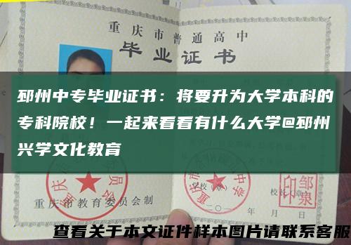 邳州中专毕业证书：将要升为大学本科的专科院校！一起来看看有什么大学@邳州兴学文化教育缩略图