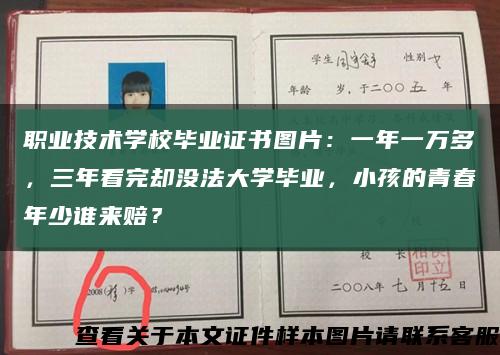 职业技术学校毕业证书图片：一年一万多，三年看完却没法大学毕业，小孩的青春年少谁来赔？缩略图