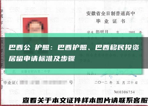 巴西公務护照：巴西护照、巴西移民投资居留申请标准及步骤缩略图