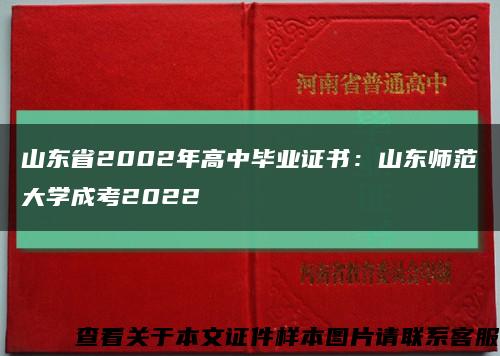 山东省2002年高中毕业证书：山东师范大学成考2022缩略图