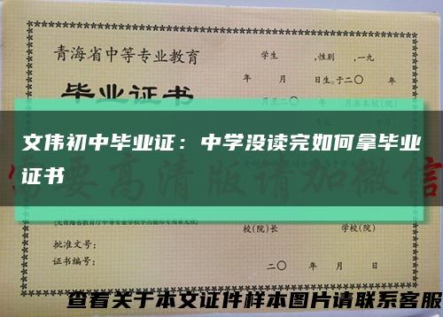文伟初中毕业证：中学没读完如何拿毕业证书缩略图
